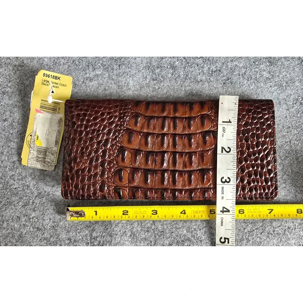 NWT Vintage Brahmin Large Pocket Clutch Black Brown Tuscan Collection 59618BK